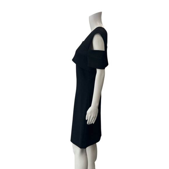 $495 Helmut Lang Black Wool Asymmetric Scuba Cut-Out Dress size 8 - Picture 7 of 9